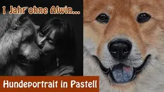1 Jahr ohne Alwin.... Hundeportrait in Softpastell auf Velour