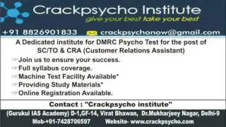 Psycho test for dmrc SC/TO. & CRA exam