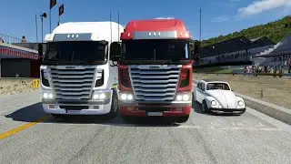 VW Beetle ( Fusca ) 1300 Touge Street Lovers Client '72 vs Freightliner Argosy Tractor Truck '11