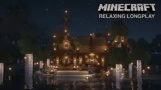 Minecraft Relaxing Longplay | Cozy Riverside House | Rainy Birch Forest