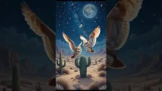 🌌 Starry Desert Night with Owls &ndash; 2 Minutes of Relaxation | Lofi Pets