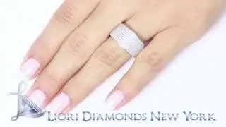 WBAJ-008 - 1.30 Carat F-VS Micro Pave Diamond Wedding Band 14k White Gold Anniversary Ring