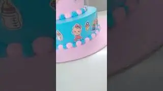 #baby Sagar cake #upar shoes# fancy design cake# photo #print #blue #pink# #colour #cake #touristic#