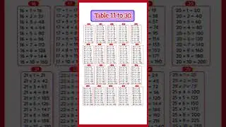 Table 11 to 30 #shorts #trendingshorts #viralmath #viral