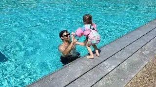 Lyra jumps in the pool!