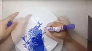 Doodle Projects with Leach - PILOT JUICE PAINTS Blue and White Porcelain 2
