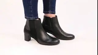 Gabor Nuthatch Black Combi Womens Modern Leather Zip Fastening Ankle Boots
