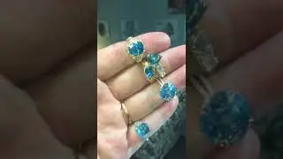 Blue Zircon & Diamond Gold Rings
