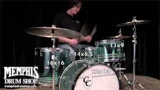 C&C Custom Acrylic Drum Set - Coke Bottle Green w/ Awabi Stripes