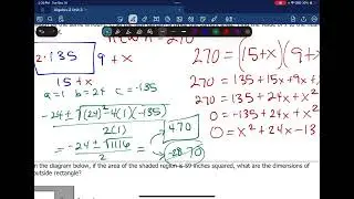 Algebra 2 Unit 3 Lesson 9 Quadratic Apllications 2 of 2