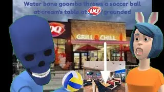 Water bone goomba throws a volleyball at cream's table at dairy queen/grounded