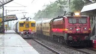 Dangerous Train Crossing in Heavy Rain | Crossing Between Intercity Express+Katwa Bandel Local Train