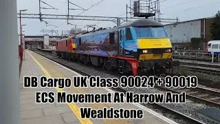 DB Cargo UK Class 90024 + 90019 ECS Movement At Harrow And Wealdstone