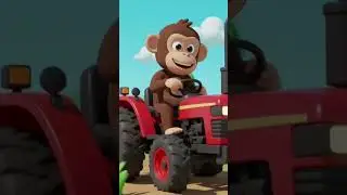 Funny Monkey Driving Car | 3D Cartoon Animation| #monkey #tractor #cartoon