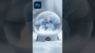 Clipping Mask Magic: Girl in Snow Globe - Photoshop tutorial #shortsvideo #shorts