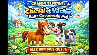Cheval et vache, bons copains du pré