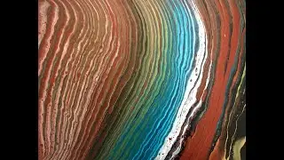 Red Canyon River - Acrylic Paint Pouring - Travelling Ring Technique