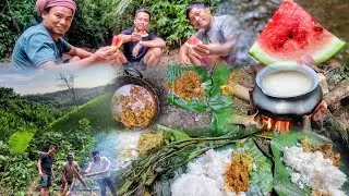 Wilderness Cooking with Natural Bamboo stuff! The Food has Natural Fragrance! Chicken| Gudok Curry |