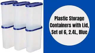 Amazon Brand - Solimo Modular Plastic Storage Containers with Lid, Set of 6, 2.4L, Blue