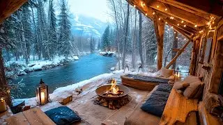 This Winter Riverside Porch Campfire and Nature sounds Has a Peaceful Energy