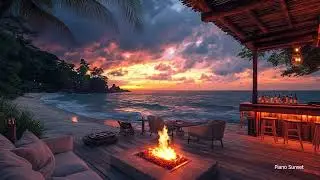 Sunset Beach  Relaxing Piano & Fire Sounds for Sleep, Study, and Stress Relief