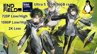 Intel core ultra 5 125H Arknight endfield in Linux, 720p 1080p 2k