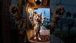 cat stuck in storm in rainy weather #viral #wildlife #wildliferescue