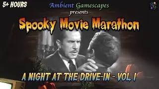 Spooky Movie Marathon 🎃🎥 A Night at the Drive-In - Vol 1 | 5+ HOURS of Classic Horror Ambience 👻🍿