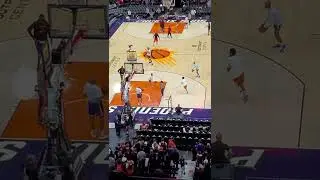 Phoenix Suns Devin Booker doing his strange lunge then shoot routine in warm ups