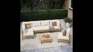 🎬【Transform Your Outdoor Space | LAUSAINT HOME 7-Piece Wicker Sectional Set】