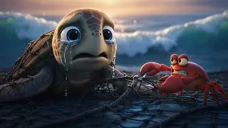 A Tiny Crab Saved a Baby Turtle 💔🐢 | Emotional Rescue Story | Cartoon Story | Kiddiy Planet 🌍