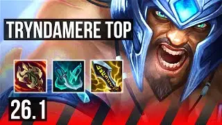 TRYNDAMERE vs OLAF (TOP) | 44K damage, 5k gold comeback, Good KDA: 12/3/12 | KR Master | 26.1