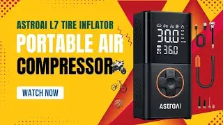 Портативный воздушный компрессор для шин AstroAI L7, беспроводной мини-велосипедный насос, 150 фу...