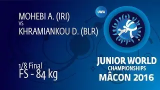 1/8 FS - 84 kg: D. KHRAMIANKOU (BLR) df. A. MOHEBI (IRI) by TF, 11-1