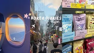 KOREA DIARIES 🍙: plane ride to incheon, new hair, cafe, bookstore, convenience store