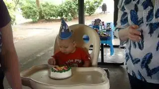 Ollie Eating his Birthday Cake