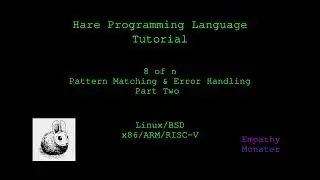 Hare Programming Tutorial | 8 of n - Pattern Matching & Error Handling Part Two