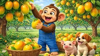 Harvesting Fruit on the Farm_ Monkey Farmers and Their Pets Work Efficiently.