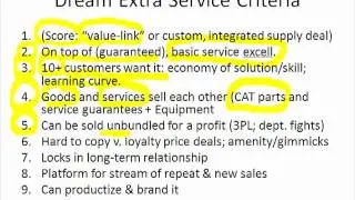 Slide 36: Dream Extra Service Criteria