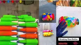 Breaking Glass Bottles Crunchy Crunchy & Soft Things | Amazing Voice Of Glass Break 🔥🔥⚠️