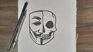 How to draw Anonymous hacker x Skull | Easy step-by-step tutorial for beginners