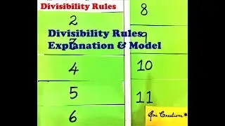 Divisibility Rules and Explanation /Divisiblity rules for 2, 3, 4, 5, 6, 8, 9, 10, 11