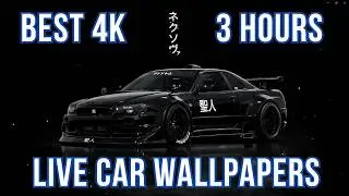 Black Nissan GT-R R34 with Black Background | 3 Hour 4K Car Live Wallpaper