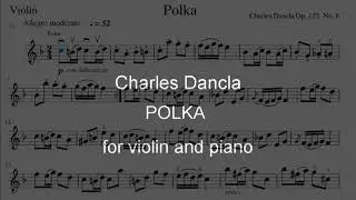 Dancla Polka op 123 no 6 Slow Practice Video for Violin and Piano, Accompaniment