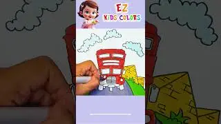 learn colors with Wheels on bus 🎨🖌 #shorts #ezkidscolors #coloring