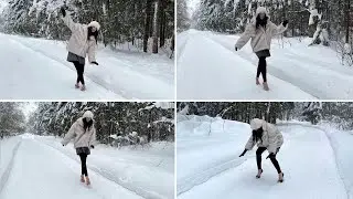 High Heels on Ice, Stilettos on Ice, Flip Flops on Ice, Mules on Ice, Slippery Shoes (# 1670)