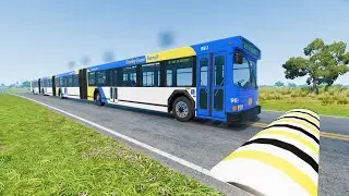 LONG BUS, SCHOOL BUS, CITY BUS Vs MASSIVE SPEED BUMPS - BeamNG.Drive