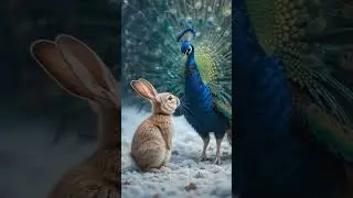 &ldquo;Rabbit: mind blown 🤯 by peacock&rsquo;s feathers 🐇🦚✨&rdquo; #peacock #bunny #funnyshorts #aishorts #ytshorts