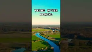 Drone View: Winding Vecht River in Dutch Countryside | Serene Green Fields