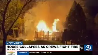 House collapses as crews fight fire
